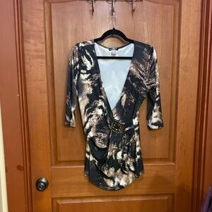 VENUS Animal Print Blouse with Black and Brown Tones